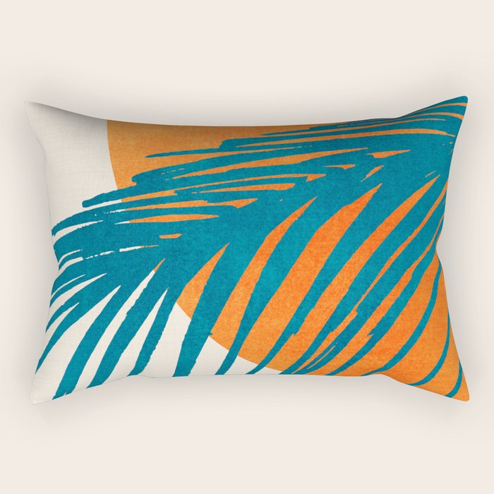 Palms and Sun - Retro Tropical Sunset Rectangular Pillow Gallery Image 1