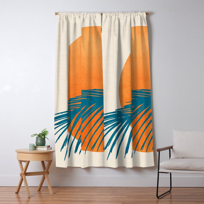 Palms and Sun - Retro Tropical Sunset Window Curtain Gallery Image 5