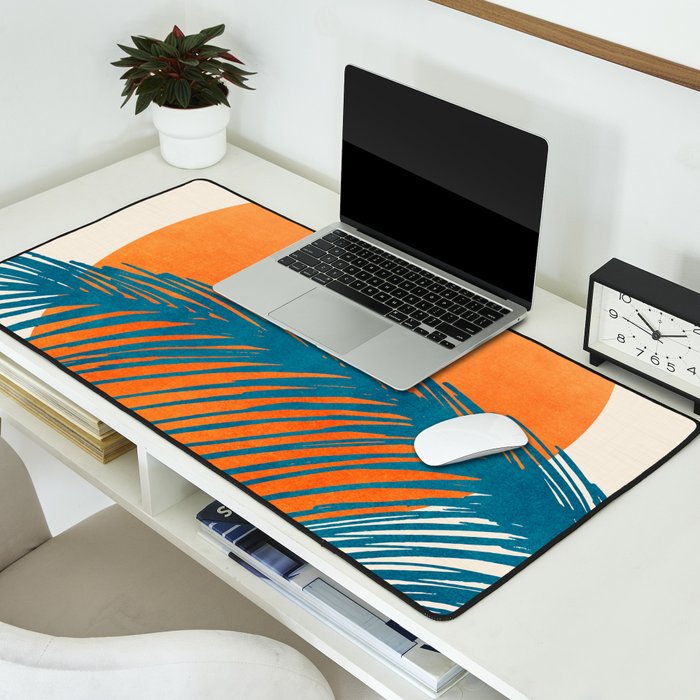 Palms and Sun - Retro Tropical Sunset Desk Mat Gallery Image 2