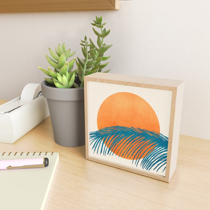Palms and Sun - Retro Tropical Sunset Mini Art Print Gallery Image 2
