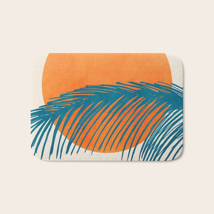 Palms and Sun - Retro Tropical Sunset Bath Mat Gallery Image 1