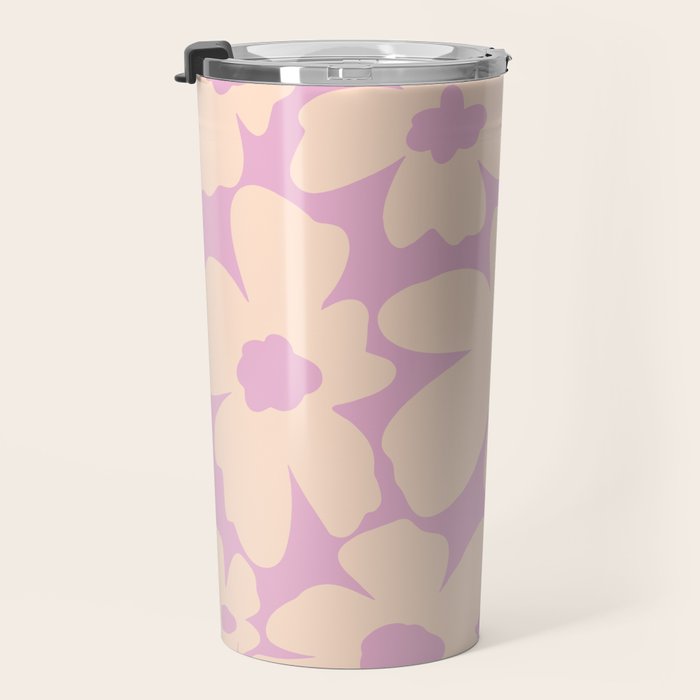 Daisies - Cream and pink Travel Mug Gallery Image 3