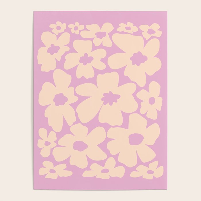 Daisies - Cream and pink Poster Gallery Image 1