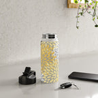 Floral Blooms, Gray, Charcoal, Yellow Water Bottle Gallery Image 4