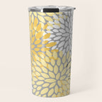 Floral Blooms, Gray, Charcoal, Yellow Travel Mug Gallery Image 1
