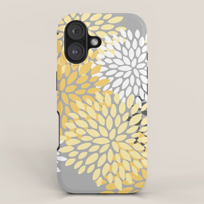 Floral Blooms, Gray, Charcoal, Yellow iPhone Case Gallery Image 1