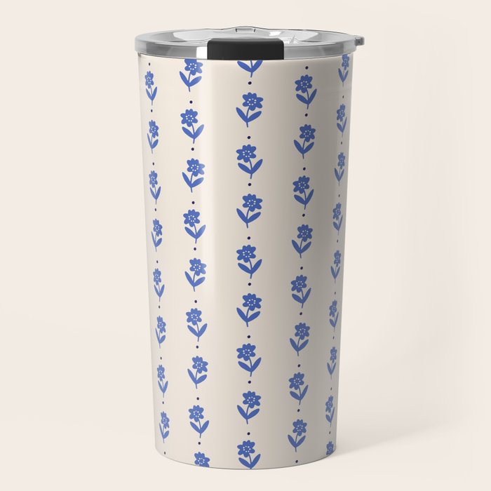 Simple Blue - Floral pattern Travel Mug Gallery Image 1