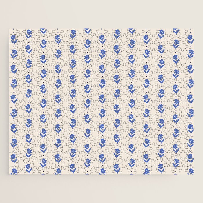 Simple Blue - Floral pattern Jigsaw Puzzle Gallery Image 1