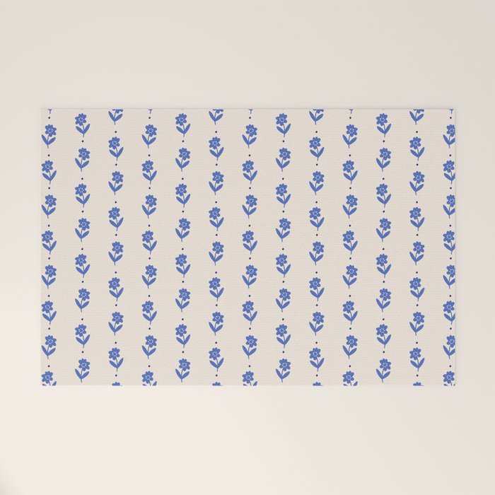 Simple Blue - Floral pattern Welcome Mat Gallery Image 1