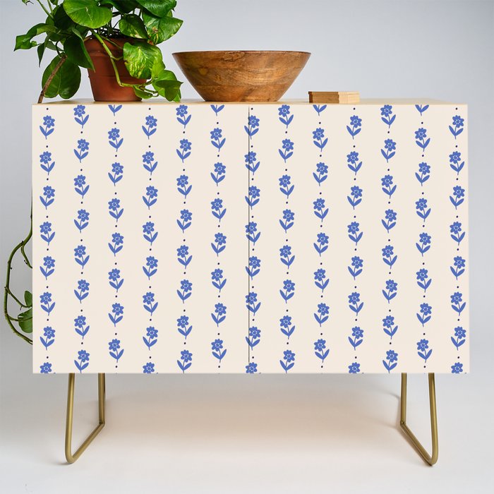 Simple Blue - Floral pattern Credenza Gallery Image 1
