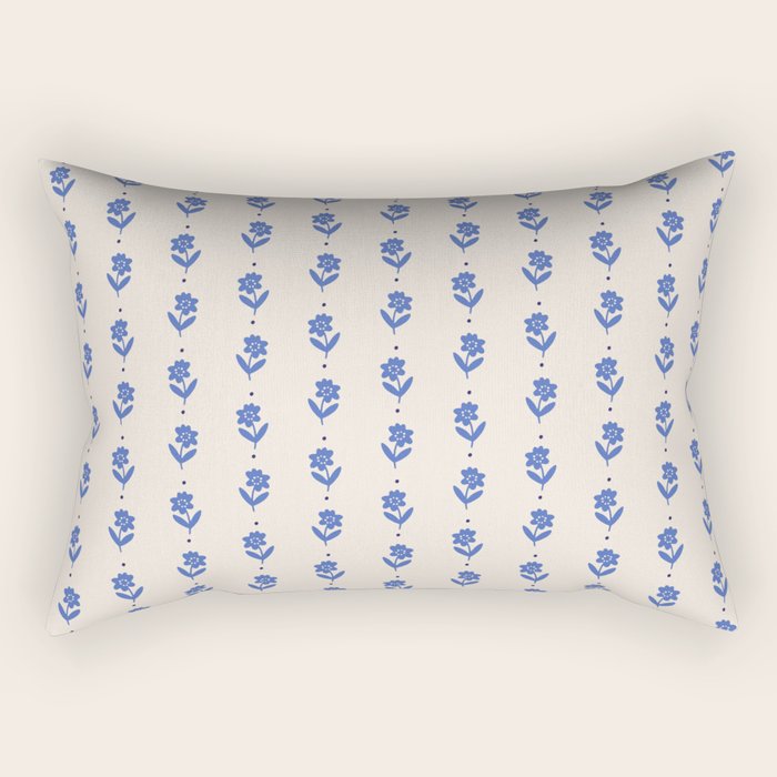 Simple Blue - Floral pattern Rectangular Pillow Gallery Image 1