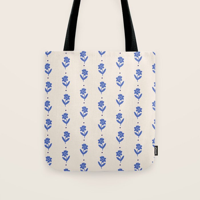 Simple Blue - Floral pattern Tote Bag Gallery Image 1