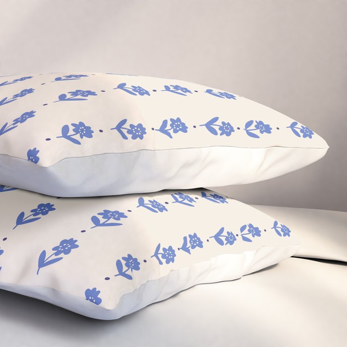 Simple Blue - Floral pattern Pillow Sham Gallery Image 3