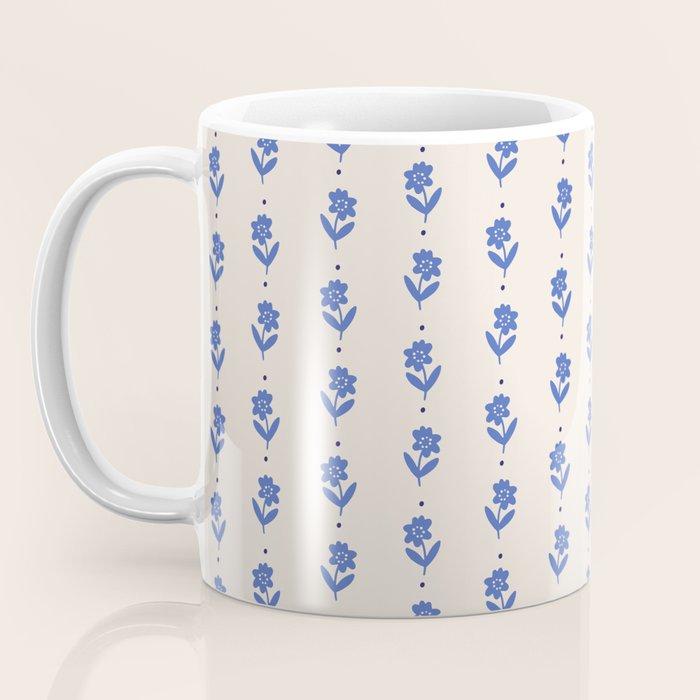 Simple Blue - Floral pattern Coffee Mug Gallery Image 3