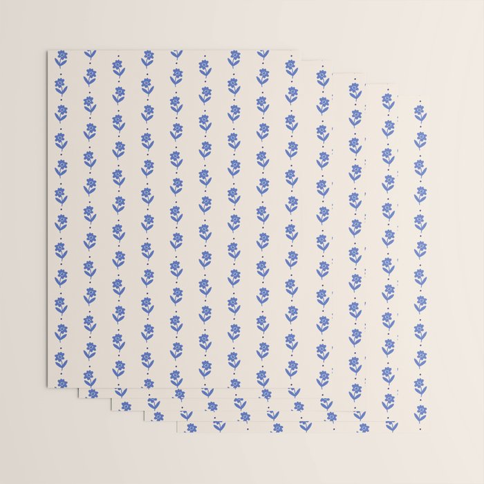 Simple Blue - Floral pattern Wrapping Paper Gallery Image 3