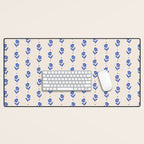 Simple Blue - Floral pattern Desk Mat Gallery Image 1