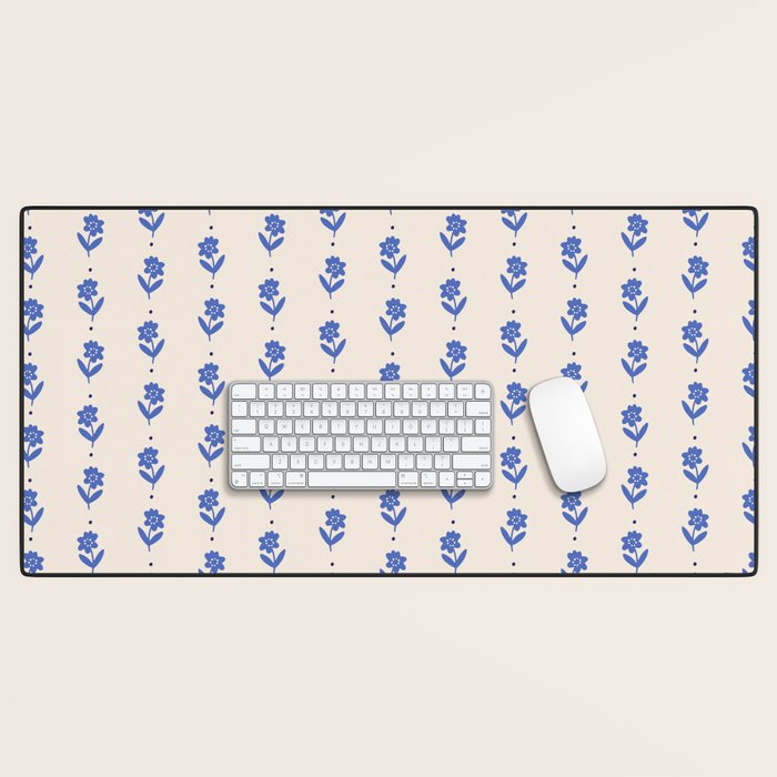 Simple Blue - Floral pattern Desk Mat Gallery Image 1