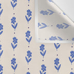 Simple Blue - Floral pattern Wall Tapestry Gallery Image 3