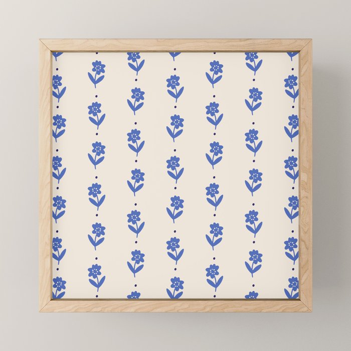Simple Blue - Floral pattern Mini Art Print Gallery Image 1