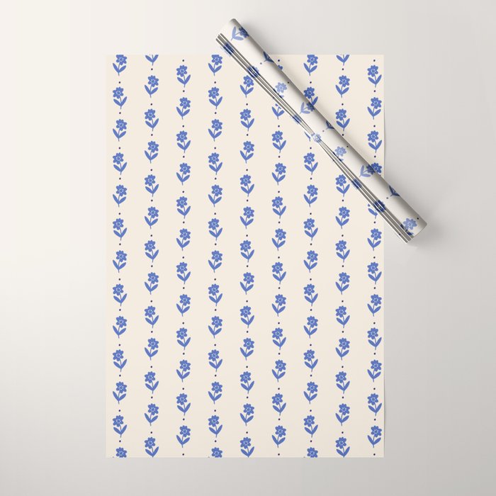 Simple Blue - Floral pattern Wrapping Paper Gallery Image 1