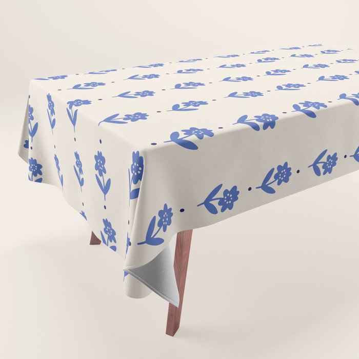 Simple Blue - Floral pattern Tablecloth Gallery Image 1