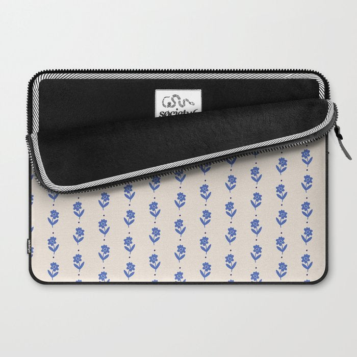 Simple Blue - Floral pattern Laptop Sleeve Gallery Image 2