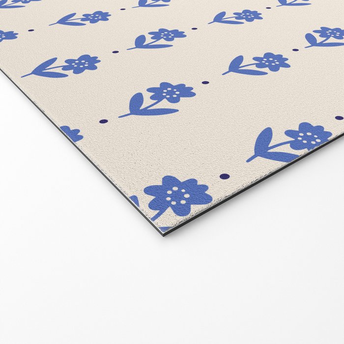 Simple Blue - Floral pattern Welcome Mat Gallery Image 2