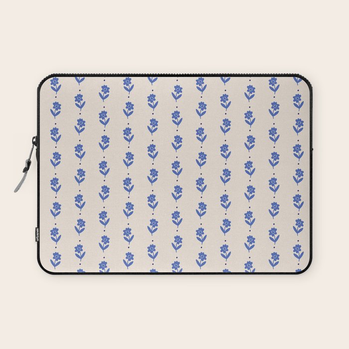 Simple Blue - Floral pattern Laptop Sleeve Gallery Image 1