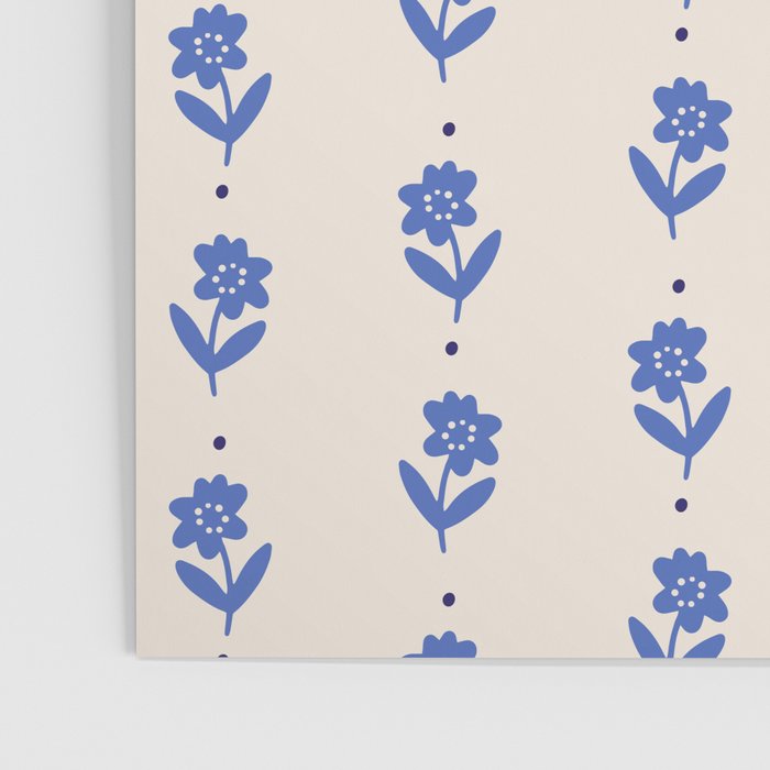 Simple Blue - Floral pattern Poster Gallery Image 3