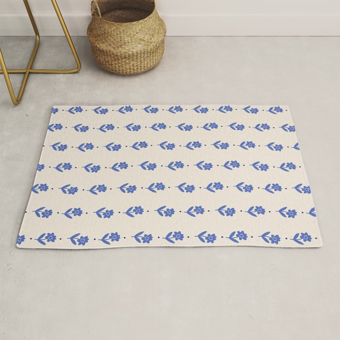 Simple Blue - Floral pattern Rug Gallery Image 1