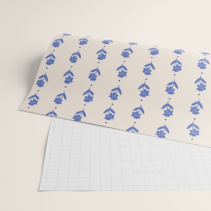 Simple Blue - Floral pattern Wrapping Paper Gallery Image 2
