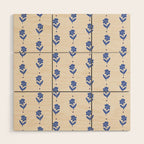Simple Blue - Floral pattern Wood Wall Art Gallery Image 1