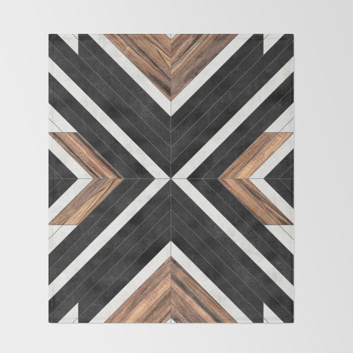 Urban Tribal Pattern No.1 - Concrete and Wood Throw Blanket Gallery Image 2