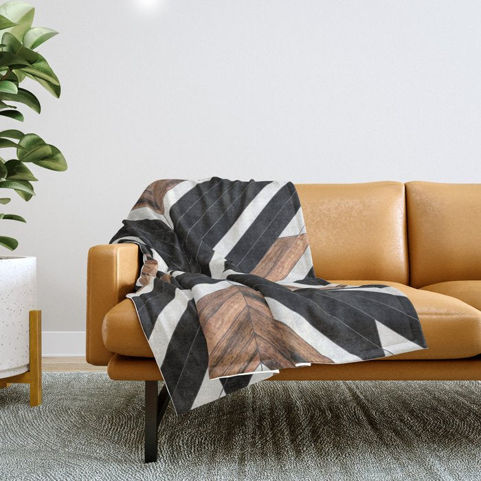 Urban Tribal Pattern No.1 - Concrete and Wood Throw Blanket Gallery Image 1