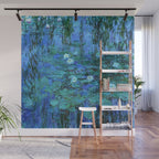 Claude Monet Water Lilies BLUE Wall Mural Gallery Image 1