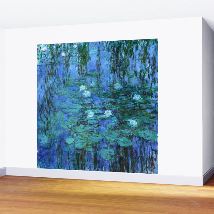 Claude Monet Water Lilies BLUE Wall Mural Gallery Image 2