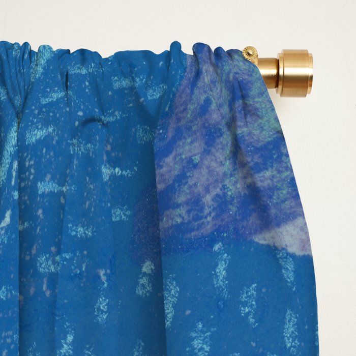 Fall Apple Orchard Painting in Cobalt Blue Window Curtain Gallery Image 2