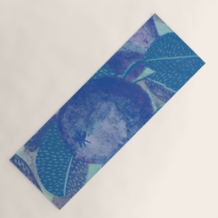 Fall Apple Orchard Painting in Cobalt Blue Yoga Mat Gallery Image 1