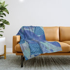 Fall Apple Orchard Painting in Cobalt Blue Throw Blanket Gallery Image 1