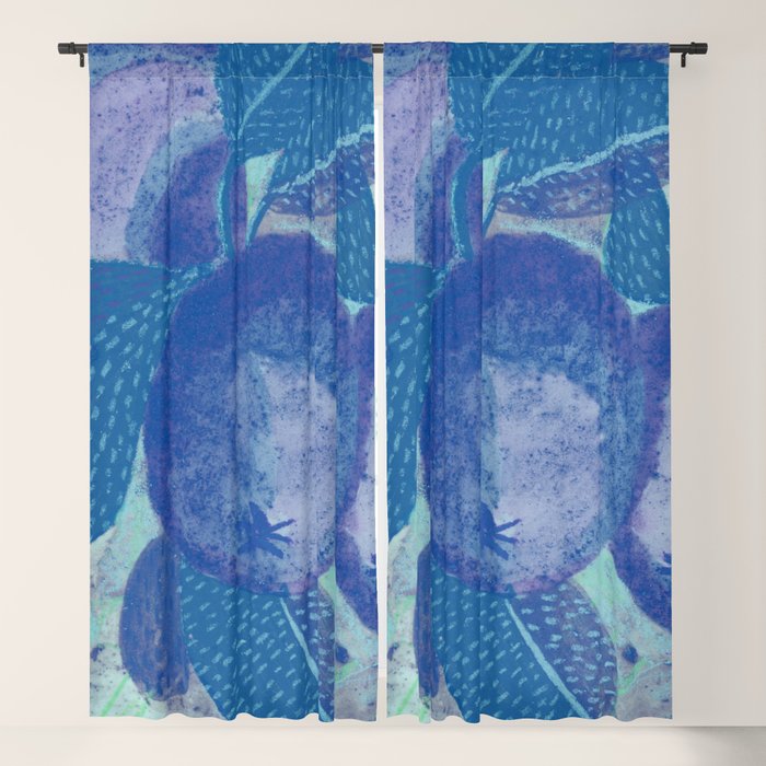 Fall Apple Orchard Painting in Cobalt Blue Window Curtain Gallery Image 5