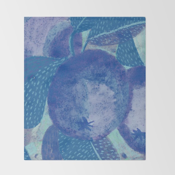 Fall Apple Orchard Painting in Cobalt Blue Throw Blanket Gallery Image 2