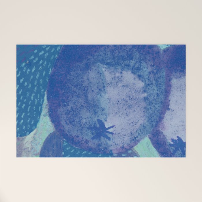 Fall Apple Orchard Painting in Cobalt Blue Welcome Mat Gallery Image 1