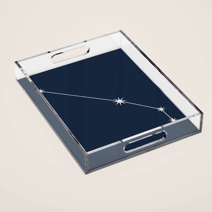 Aries Zodiac Star Constellation Line Art Dark Blue Acrylic Tray Gallery Image 1