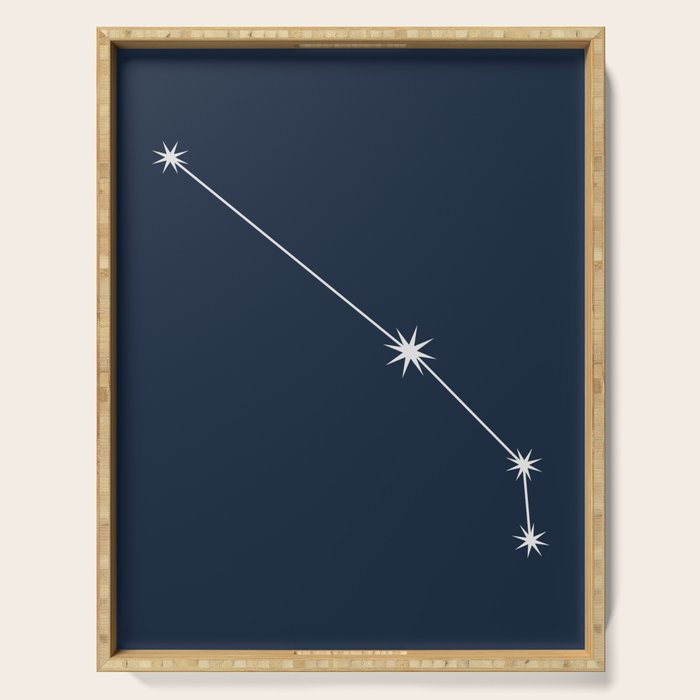 Aries Zodiac Star Constellation Line Art Dark Blue Serving Tray Gallery Image 1