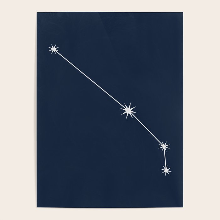 Aries Zodiac Star Constellation Line Art Dark Blue Poster Gallery Image 1