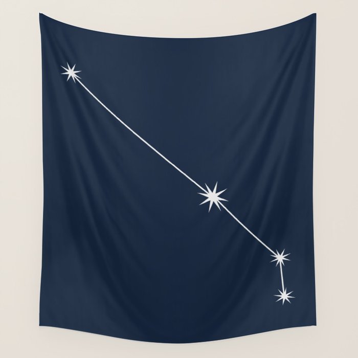 Aries Zodiac Star Constellation Line Art Dark Blue Wall Tapestry Gallery Image 4