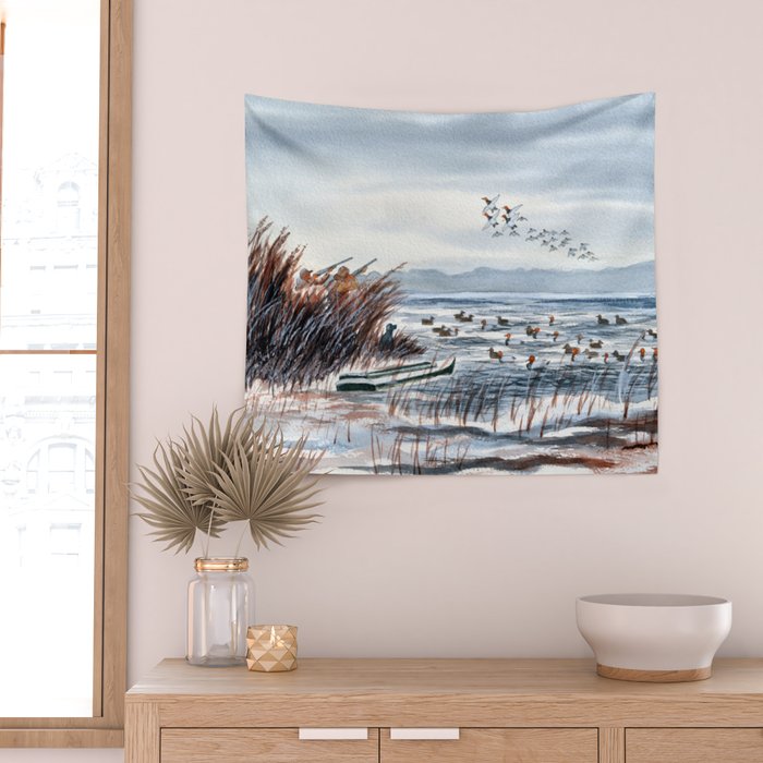 Duck Hunting For Canvasbacks Wall Tapestry Gallery Image 2