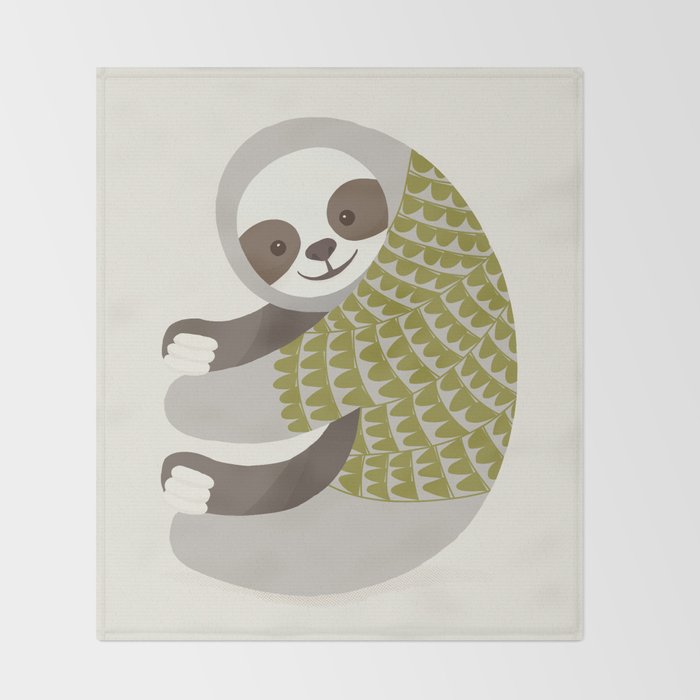 Whimsical Sloth Throw Blanket Gallery Image 2