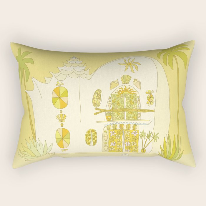 surf house shell dream house // retro art by surfy birdy Rectangular Pillow Gallery Image 1