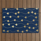 Heart Strings in Navy and Gold Outdoor Rug Gallery Image 1